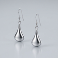Sterling Silver Long Teardrop Shape Puff Drop Earrings by Avera Group