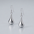 Sterling Silver Long Teardrop Shape Puff Drop Earrings by Avera Group