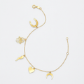 14k Yellow Gold 7 inch Bracelet with Polished Charms by Avera Group