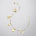 14k Yellow Gold 7 inch Bracelet with Polished Charms by Avera Group