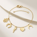 14k Yellow Gold 7 inch Bracelet with Polished Charms by Avera Group