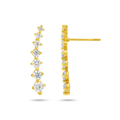 14k Yellow Gold Climber Post Earrings with Cubic Zirconias by Avera Group