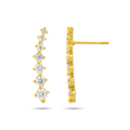 14k Yellow Gold Climber Post Earrings with Cubic Zirconias by Avera Group