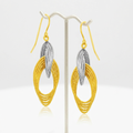14k Two-Tone Gold Interlaced Multiple Row Earrings by Avera Group
