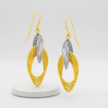 14k Two-Tone Gold Interlaced Multiple Row Earrings by Avera Group