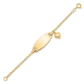 14k Yellow Gold Heart Accented Children's Cable Chain ID Bracelet by Avera Group