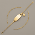 14k Yellow Gold Heart Accented Children's Cable Chain ID Bracelet by Avera Group