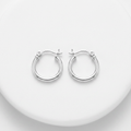 Sterling Silver Rhodium Plated Thin and Small Polished Hoop Earrings (10mm) by Avera Group