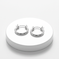 Sterling Silver Rhodium Plated Thin and Small Polished Hoop Earrings (10mm) by Avera Group