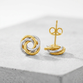 14k Two Tone Gold Love Knot Earrings by Avera Group