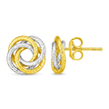 14k Two Tone Gold Love Knot Earrings by Avera Group