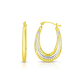 10k Two-Tone Gold Graduated Textured Oval Hoop Earrings by Avera Group