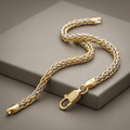 Two-Toned Fine Wheat Chain Bracelet in 10k Yellow and White Gold by Avera Group