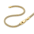 Two-Toned Fine Wheat Chain Bracelet in 10k Yellow and White Gold by Avera Group