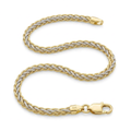 Two-Toned Fine Wheat Chain Bracelet in 10k Yellow and White Gold by Avera Group