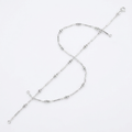 Sterling Silver Anklet with Polished Bars and Beads by Avera Group