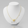14k Yellow Gold Chain Necklace with Sliding Puffed Heart Charm by Avera Group