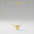 14k Yellow Gold Chain Necklace with Sliding Puffed Heart Charm by Avera Group