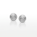14k White Gold Textured Flat Style Stud Earrings by Avera Group