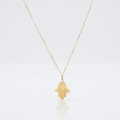 14K Yellow Gold Hand of Hamsa Necklace by Avera Group