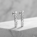 14k White Gold Textured Bar Earrings by Avera Group