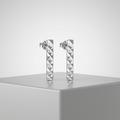 14k White Gold Textured Bar Earrings by Avera Group