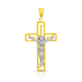 14k Two-Tone Gold Cross with Figure Pendant by Avera Group