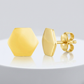 14k Yellow Gold Hexagon Stud Earrings by Avera Group