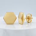 14k Yellow Gold Hexagon Stud Earrings by Avera Group