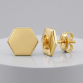 14k Yellow Gold Hexagon Stud Earrings by Avera Group