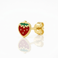 14k Yellow Gold Enameled Strawberry Childrens Earrings by Avera Group