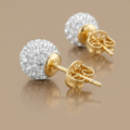 14k Yellow Gold Stud White Crystal Ball Earrings by Avera Group