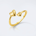 14k Yellow Gold Bypass Style Toe Ring with Polished Hearts by Avera Group