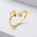 14k Yellow Gold Bypass Style Toe Ring with Polished Hearts by Avera Group