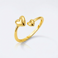 14k Yellow Gold Bypass Style Toe Ring with Polished Hearts by Avera Group