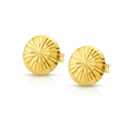 14k Yellow Gold Diamond Cut Flat Design Stud Earrings by Avera Group