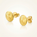 14k Yellow Gold Diamond Cut Flat Design Stud Earrings by Avera Group