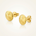14k Yellow Gold Diamond Cut Flat Design Stud Earrings by Avera Group
