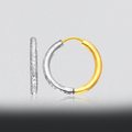 14k Two-Tone Gold Hoop Earrings with Textured Style by Avera Group