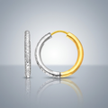 14k Two-Tone Gold Hoop Earrings with Textured Style by Avera Group