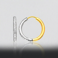 14k Two-Tone Gold Hoop Earrings with Textured Style by Avera Group