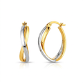14k Two-Tone Gold Twisted Style Polished Hoop Earrings by Avera Group