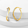 14k Two-Tone Gold Twisted Style Polished Hoop Earrings by Avera Group