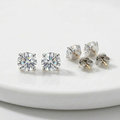 14 k WhiteGold Stud Earrings with White Hue Faceted Cubic Zirconia by Avera Group