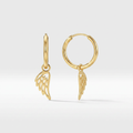 14K Yellow Gold Hoop Earrings with Angel Wings by Avera Group