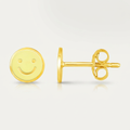 14k Yellow Gold and Enamel Yellow Smiley Face Stud Earrings by Avera Group
