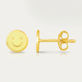 14k Yellow Gold and Enamel Yellow Smiley Face Stud Earrings by Avera Group
