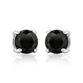 14k White Gold Black 3mm Faceted Cubic Zirconia Stud Earrings by Avera Group
