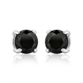 14k White Gold Black 3mm Faceted Cubic Zirconia Stud Earrings by Avera Group