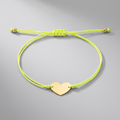 9 1/4 inch Yellow Cord Adjustable Bracelet with 14k yellow Gold Heart by Avera Group